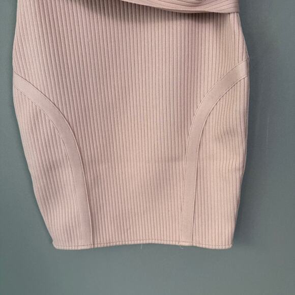Bella Barnett sz S pink asymmetrical shoulder strap fitted‎ knit mini dress NWOT - Picture 4 of 10